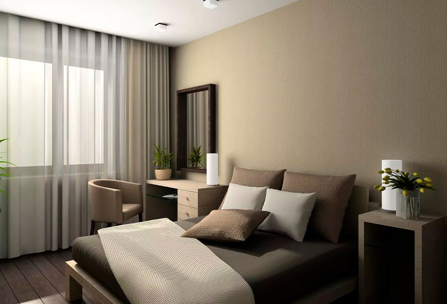 Dormitorio con climatización y luz cálida integradas